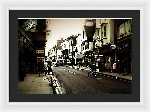 London Street With Bicycles - Framed Print