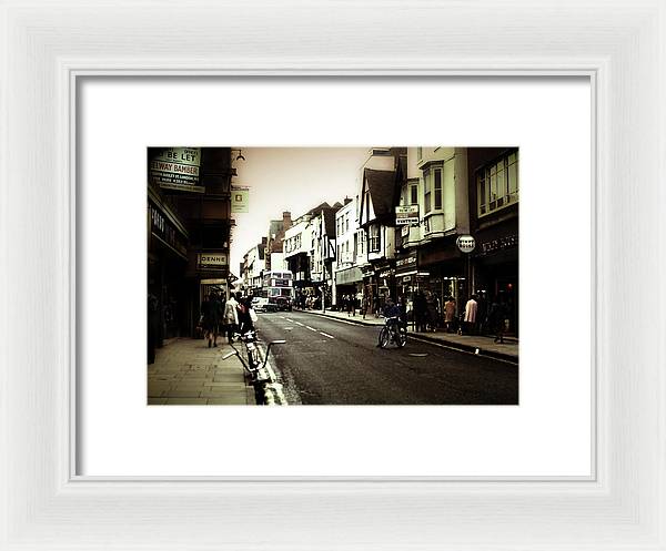 London Street With Bicycles - Framed Print