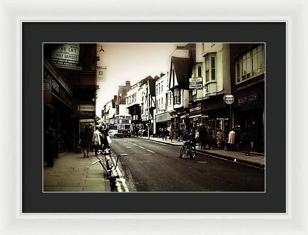 London Street With Bicycles - Framed Print