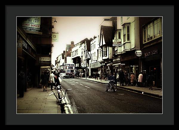 London Street With Bicycles - Framed Print