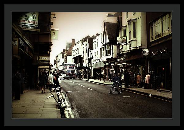 London Street With Bicycles - Framed Print