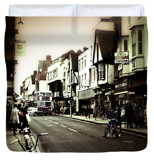 London Street With Bicycles - Duvet Cover