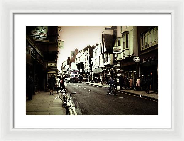 London Street With Bicycles - Framed Print