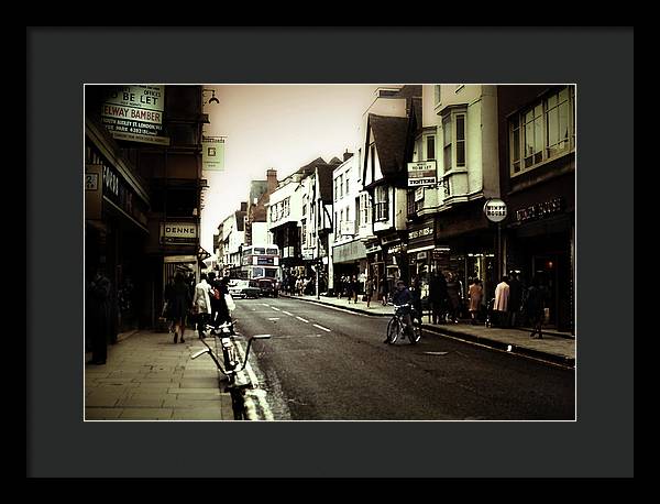 London Street With Bicycles - Framed Print