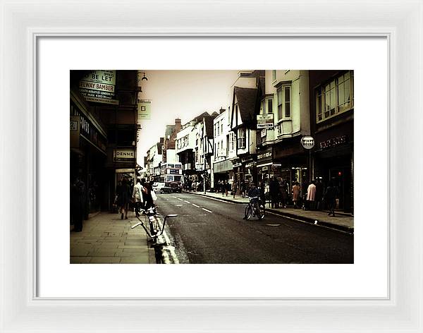 London Street With Bicycles - Framed Print