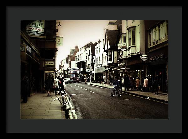 London Street With Bicycles - Framed Print