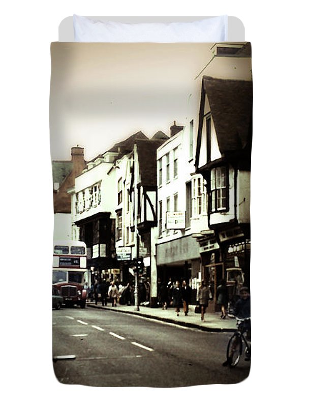 London Street With Bicycles - Duvet Cover