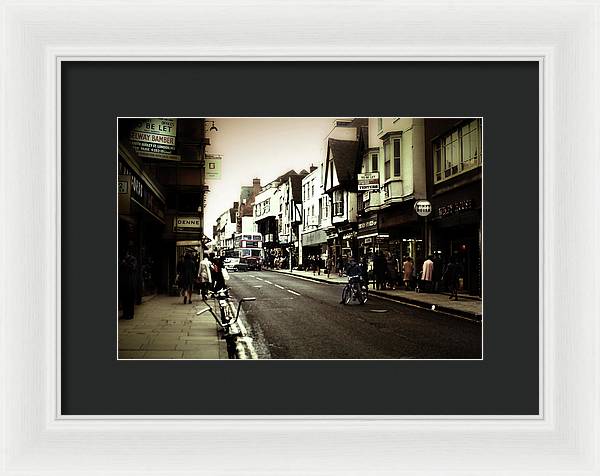 London Street With Bicycles - Framed Print