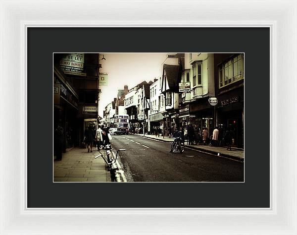 London Street With Bicycles - Framed Print