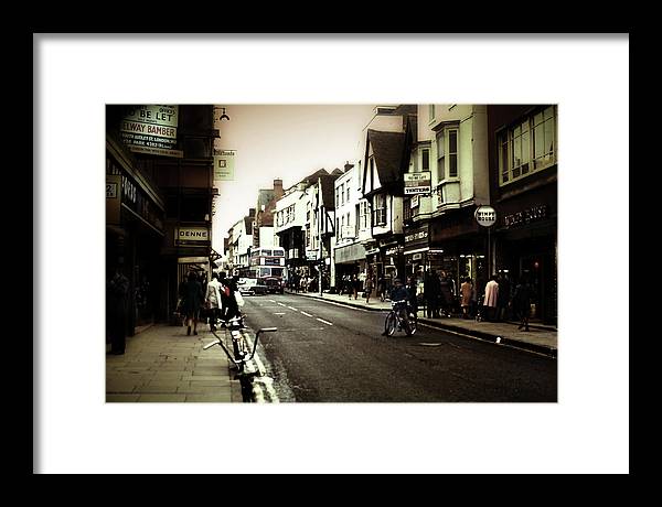 London Street With Bicycles - Framed Print