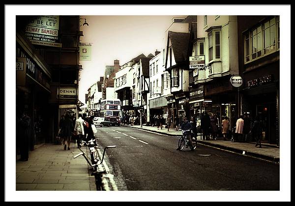 London Street With Bicycles - Framed Print