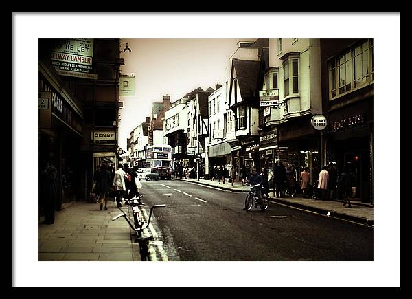 London Street With Bicycles - Framed Print