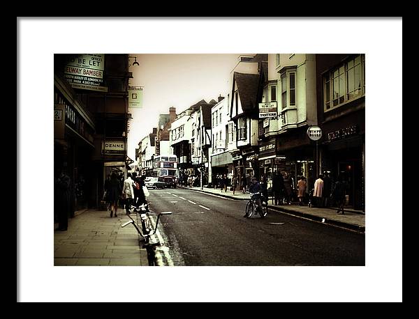 London Street With Bicycles - Framed Print