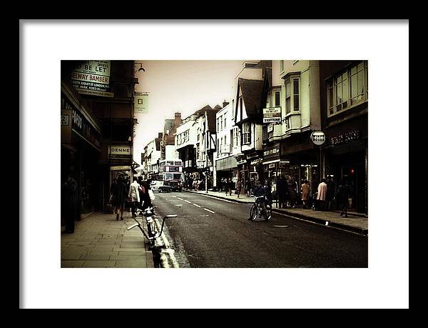 London Street With Bicycles - Framed Print