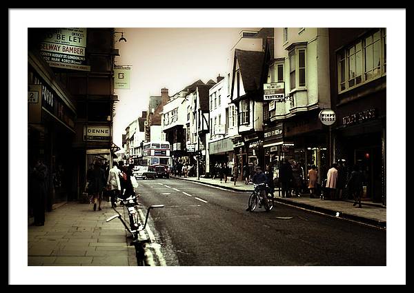 London Street With Bicycles - Framed Print