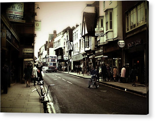 London Street With Bicycles - Acrylic Print