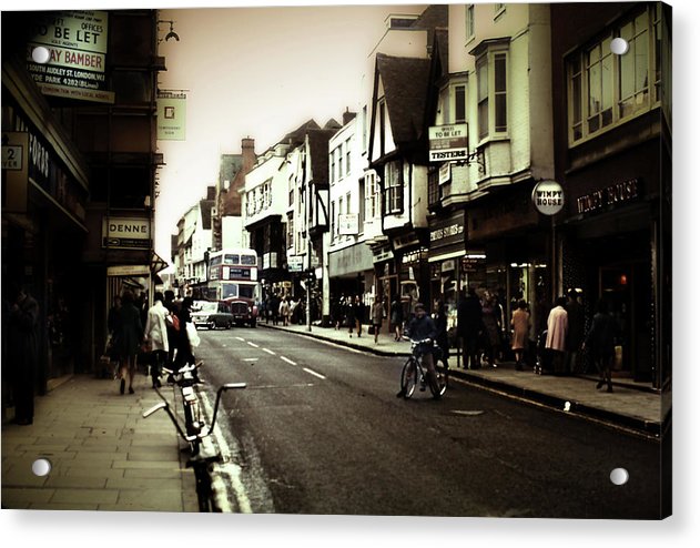 London Street With Bicycles - Acrylic Print