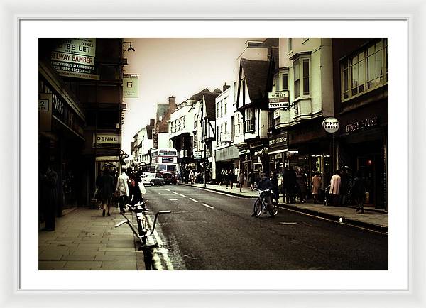 London Street With Bicycles - Framed Print