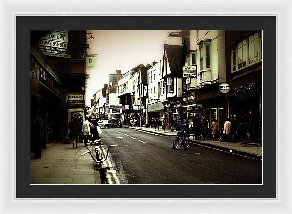 London Street With Bicycles - Framed Print