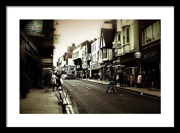 London Street With Bicycles - Framed Print