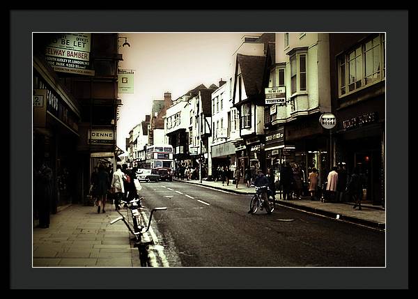 London Street With Bicycles - Framed Print