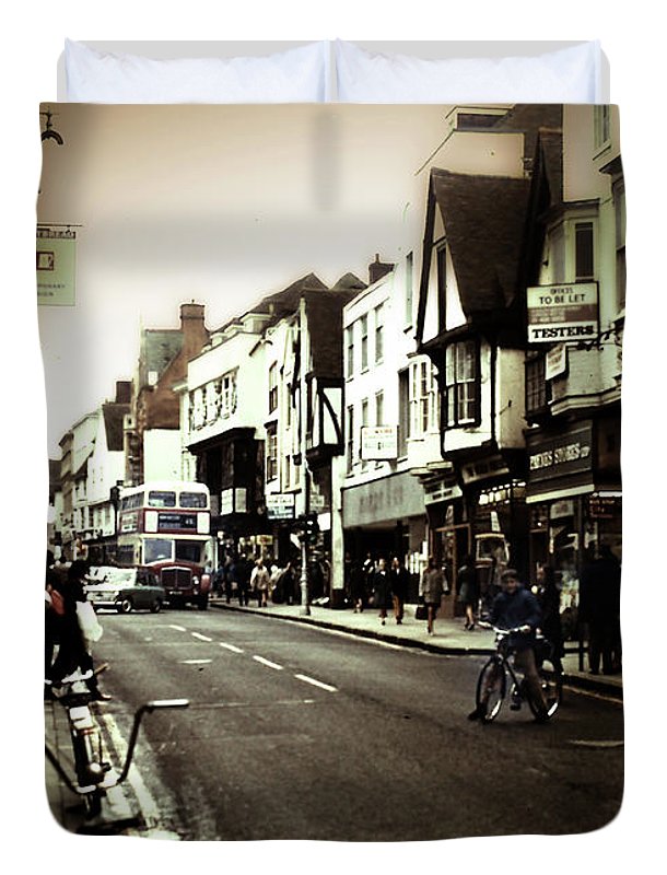 London Street With Bicycles - Duvet Cover