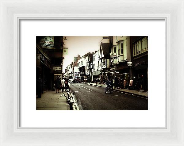 London Street With Bicycles - Framed Print