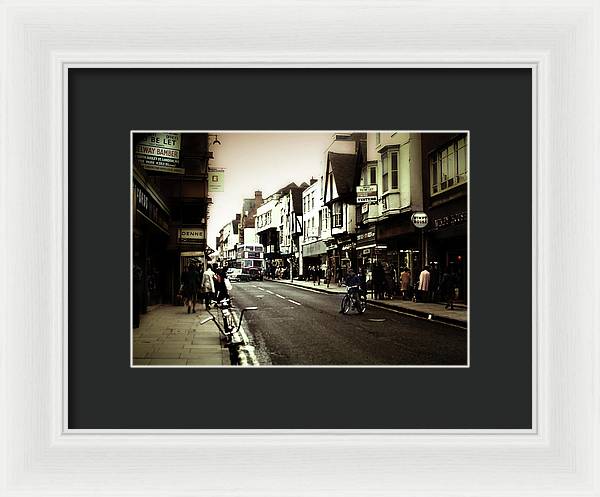 London Street With Bicycles - Framed Print