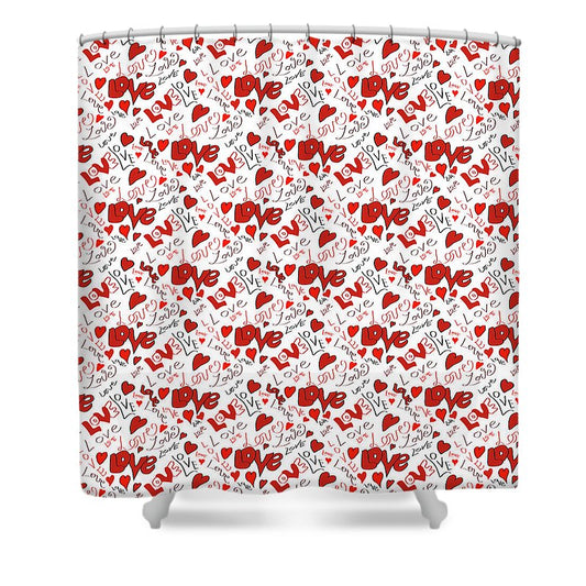 Love and Hearts - Shower Curtain