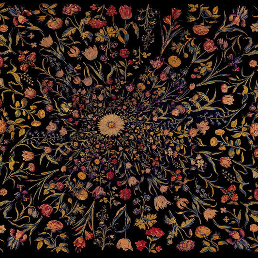 Medieval Flowers on Black Digital Image Download