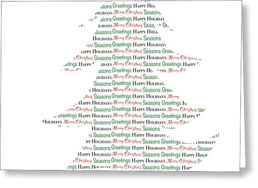 Merry Christmas Tree Text Art - Greeting Card
