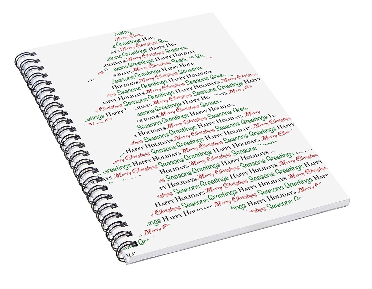 Merry Christmas Tree Text Art - Spiral Notebook