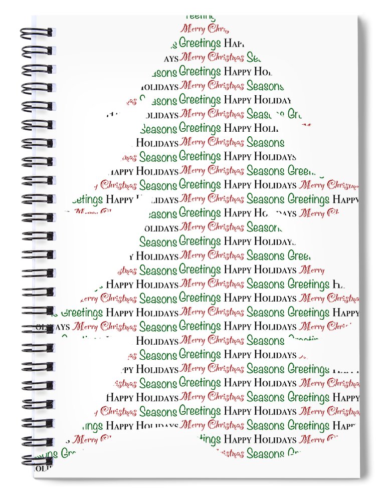 Merry Christmas Tree Text Art - Spiral Notebook