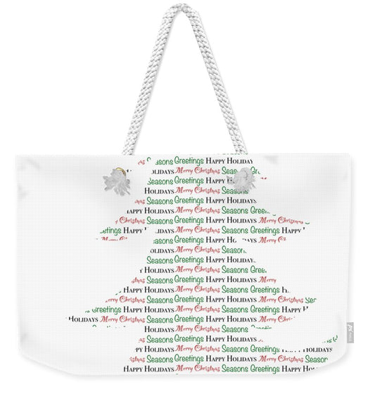 Merry Christmas Tree Text Art - Weekender Tote Bag