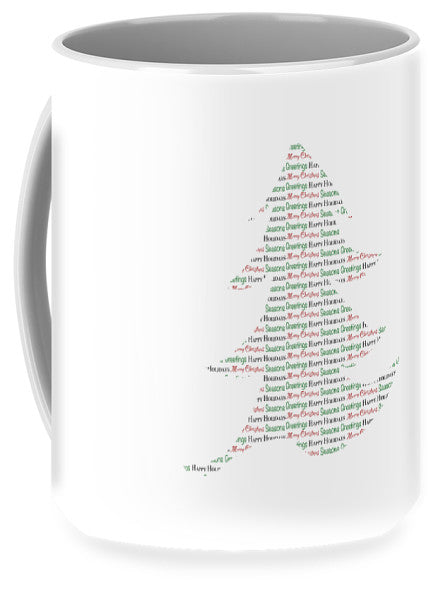 Merry Christmas Tree Text Art - Mug