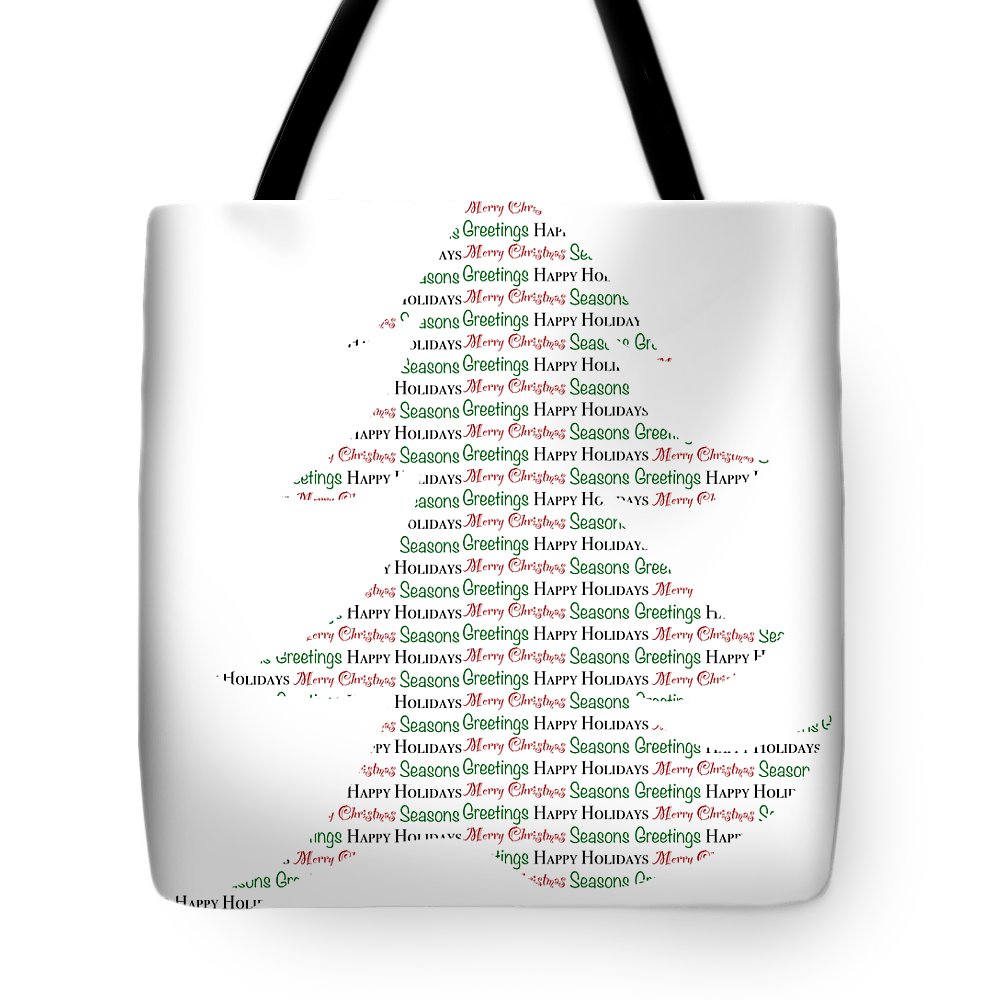 Merry Christmas Tree Text Art - Tote Bag