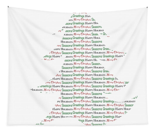 Merry Christmas Tree Text Art - Tapestry
