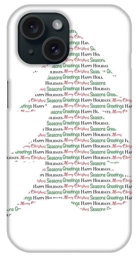 Merry Christmas Tree Text Art - Phone Case