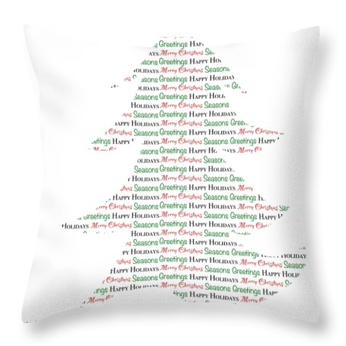 Merry Christmas Tree Text Art - Throw Pillow