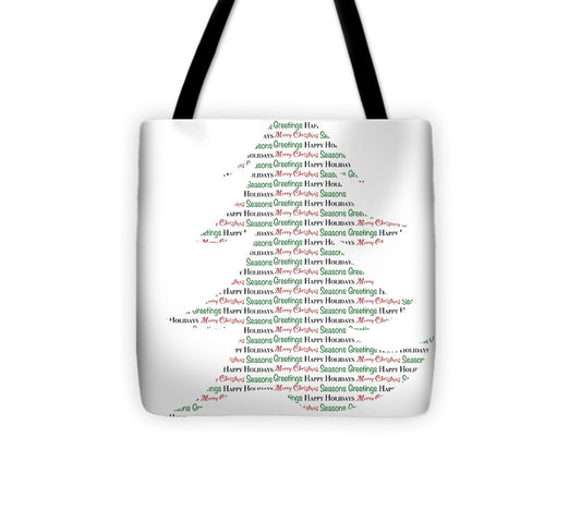 Merry Christmas Tree Text Art - Tote Bag