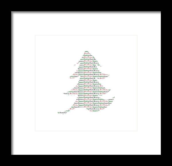 Merry Christmas Tree Text Art - Framed Print