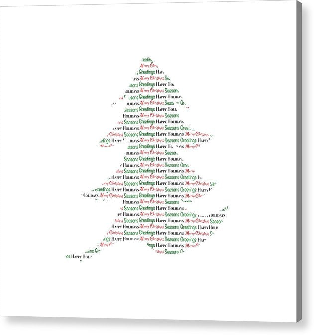 Merry Christmas Tree Text Art - Acrylic Print