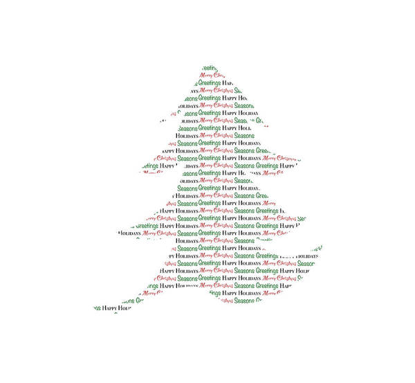 Merry Christmas Tree Text Art - Art Print