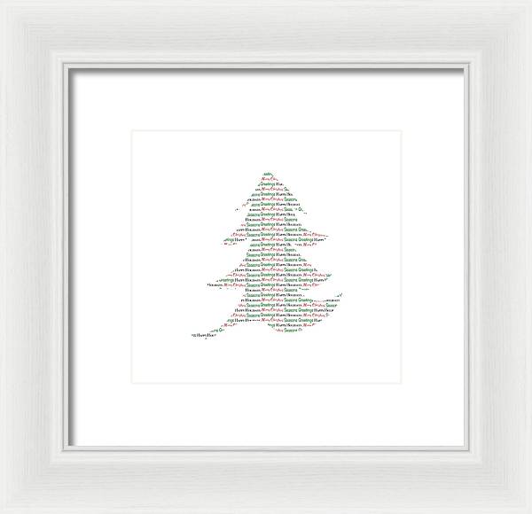 Merry Christmas Tree Text Art - Framed Print