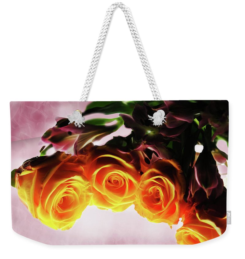 Mini Orange Roses on Pink - Weekender Tote Bag