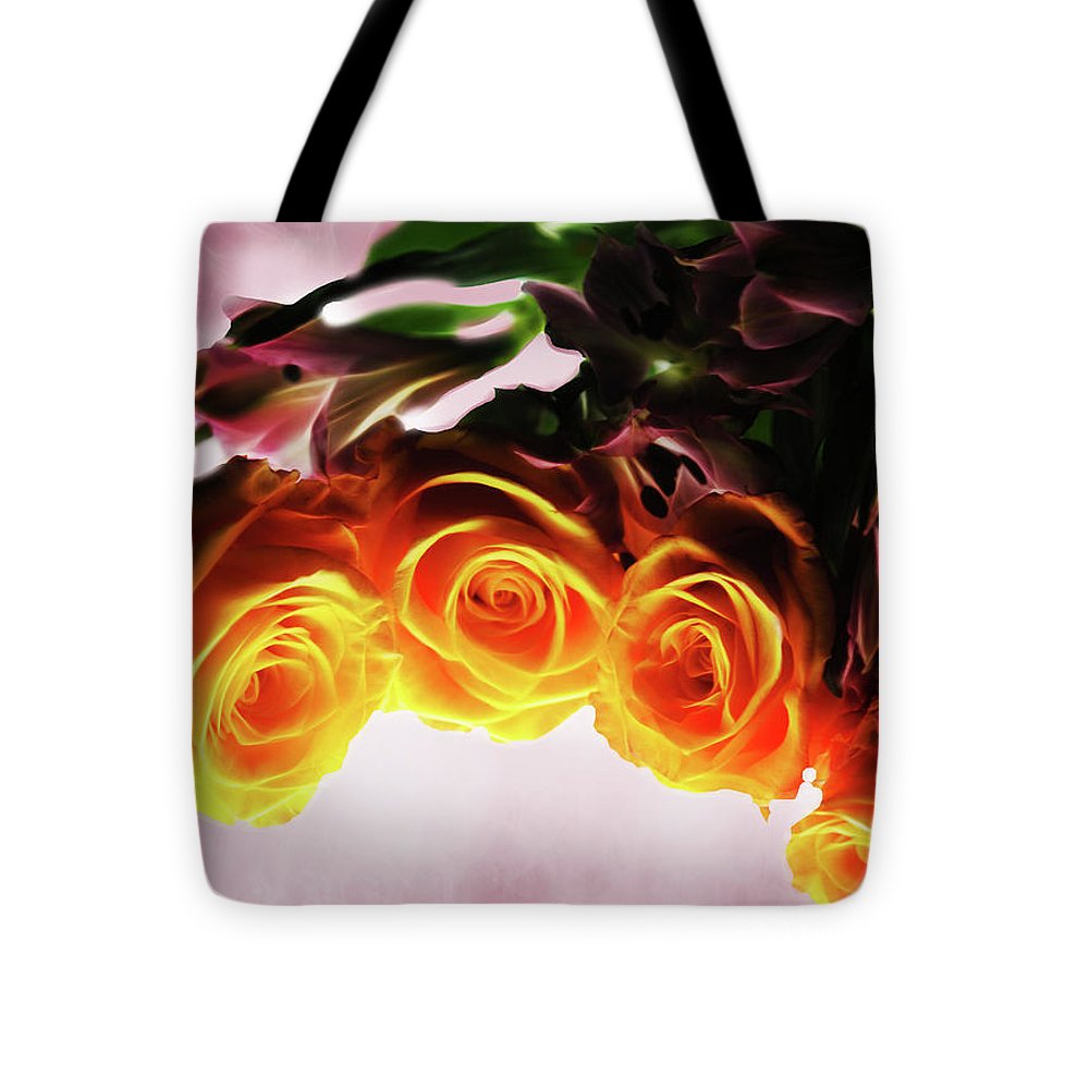 Mini Orange Roses on Pink - Tote Bag