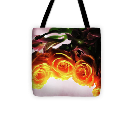 Mini Orange Roses on Pink - Tote Bag