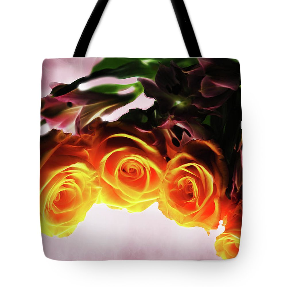 Mini Orange Roses on Pink - Tote Bag