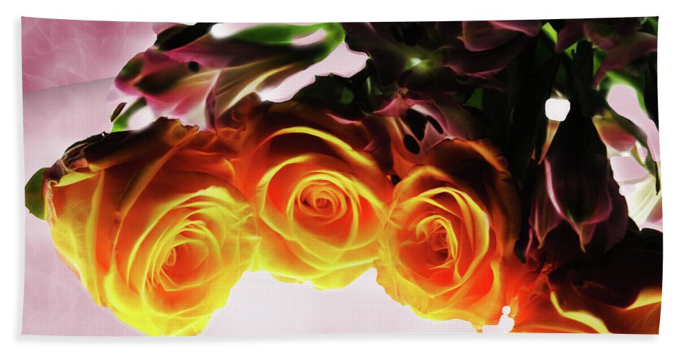 Mini Orange Roses on Pink - Beach Towel