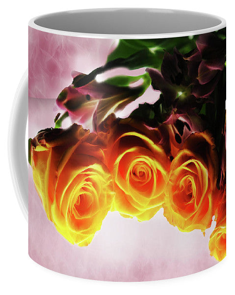 Mini Orange Roses on Pink - Mug